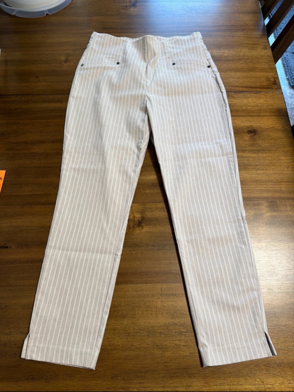 WOMENS Cream Pinstripe Chinos – Lightweight Tailored Fit